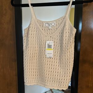 Hippie Rose Crochet Knit Tank Top - Cream
